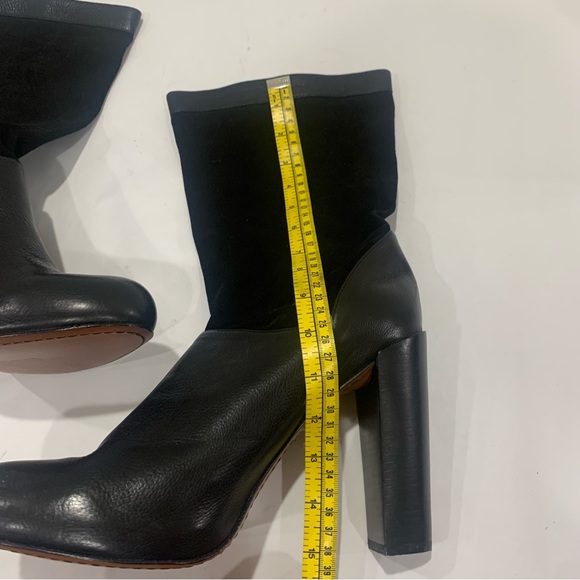 RACHEL ZOE size 11 mid calf height black leather and suede boot buckle detail - Picture 16 of 16